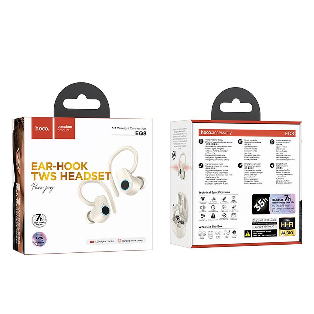Bluetooth Handsfree Bluetooth HOCO EQ8, TWS, White 