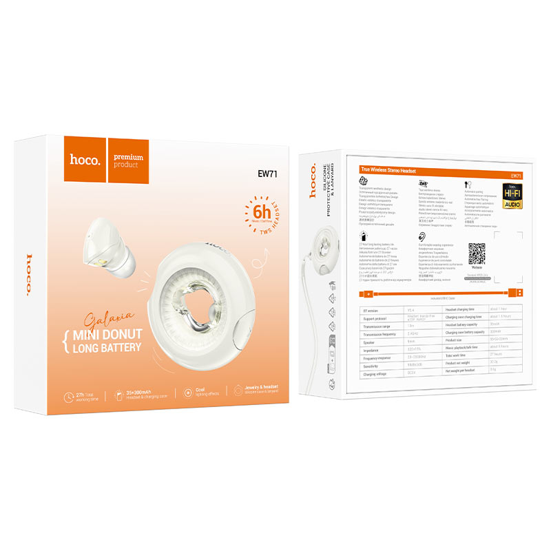 Handsfree Bluetooth HOCO EW71 Mini Donut, TWS, Beli