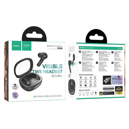 Handsfree Bluetooth HOCO Shadow EQ6, TWS, Crni