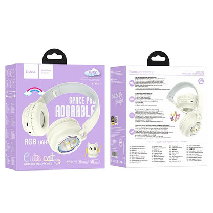 Handsfree Bluetooth HOCO W50 Kids Cute Cat, A2DP, Bela