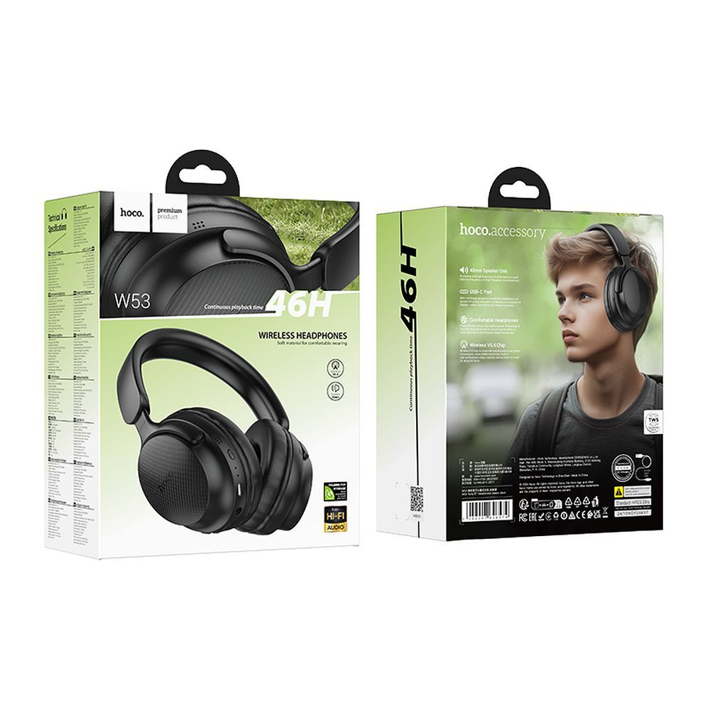 Handsfree Bluetooth HOCO W53, A2DP, Crna