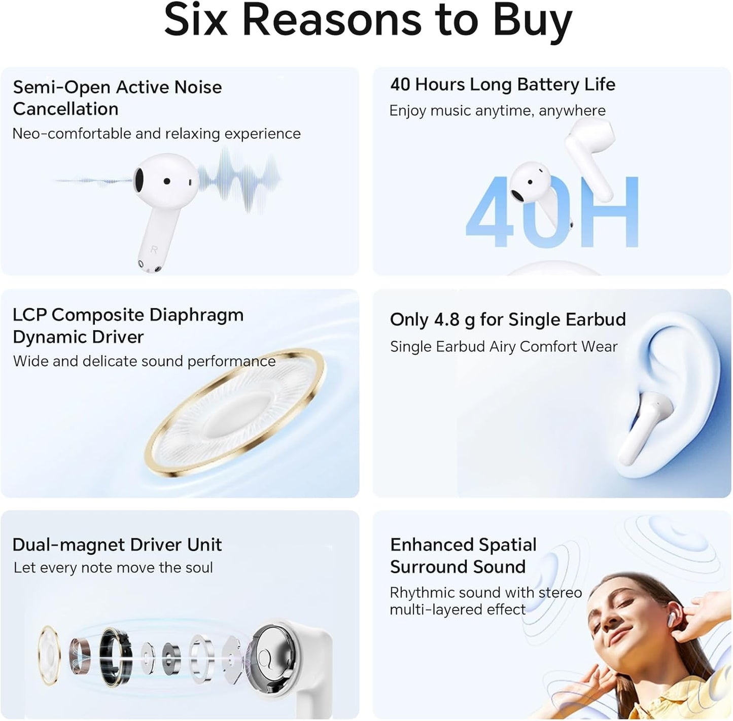 Handsfree Bluetooth Honor Choice X7e, TWS, ANC, Bela 5504ABHF