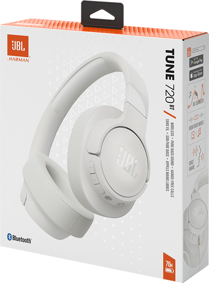 Handsfree Bluetooth JBL Tune 720BT, MultiPoint, A2DP, Bela, Refabrikovan JBLT720BTWHT