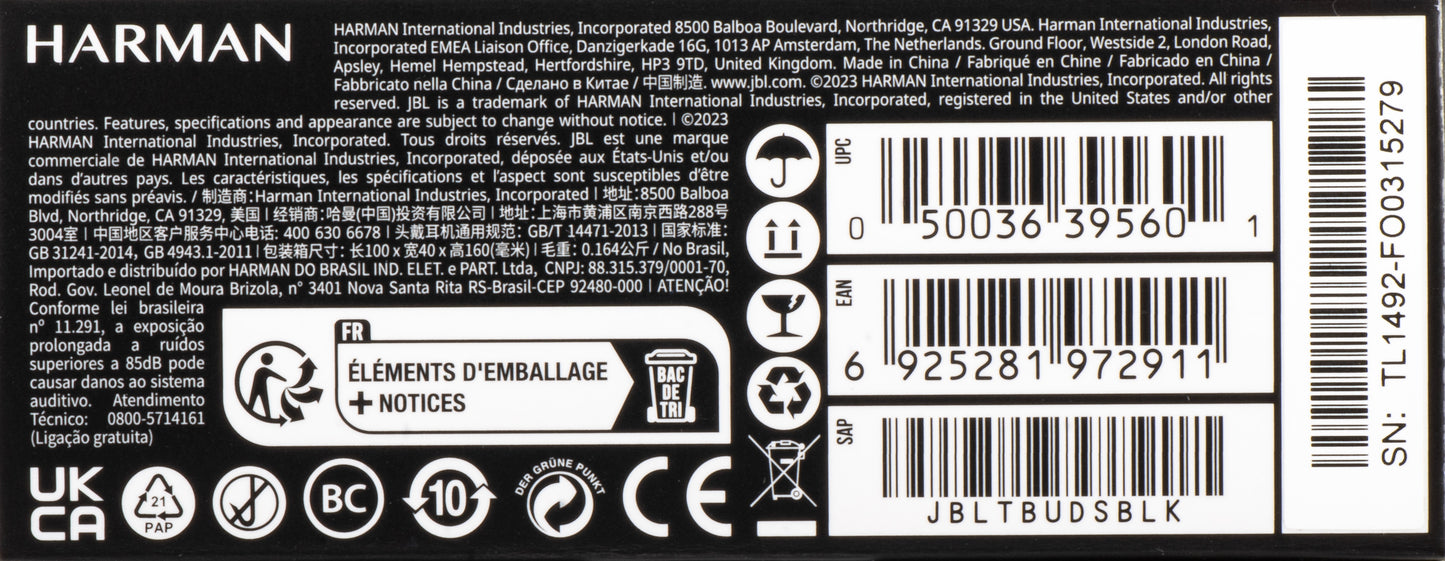 Handsfree Bluetooth JBL Tune Buds, TWS, ANC, Multipoint, Crni JBLTBUDSBLK