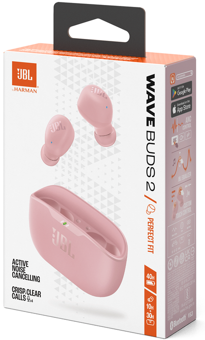 Handsfree Bluetooth JBL Wave Buds 2, TWS, ANC, MultiPoint, Roze JBLWBUDS2PIK