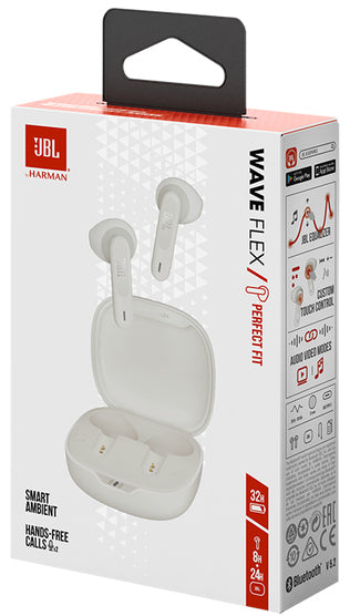 Handsfree Bluetooth JBL Wave Flex, TWS, Multipoint, Beli JBLWFLEXWHT