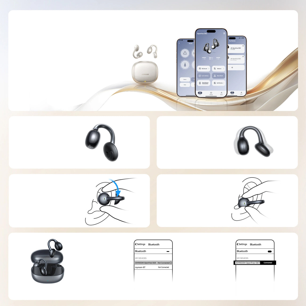 Handsfree Bluetooth Joyroom Openfree JR-OE3, TWS, Srebrni