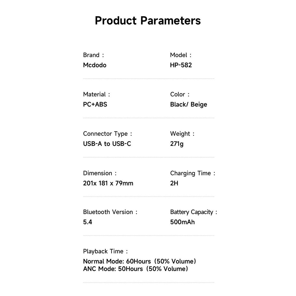 Handsfree Bluetooth McDodo HP-5821 T03, A2DP, ANC, Bež