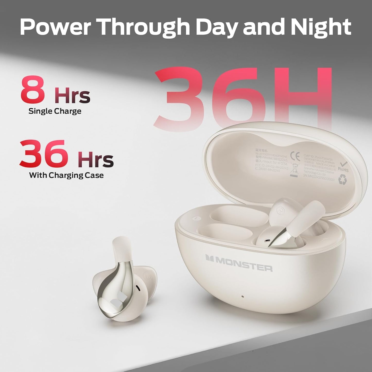 Handsfree Bluetooth Monster AC225, TWS, Svetlo krem