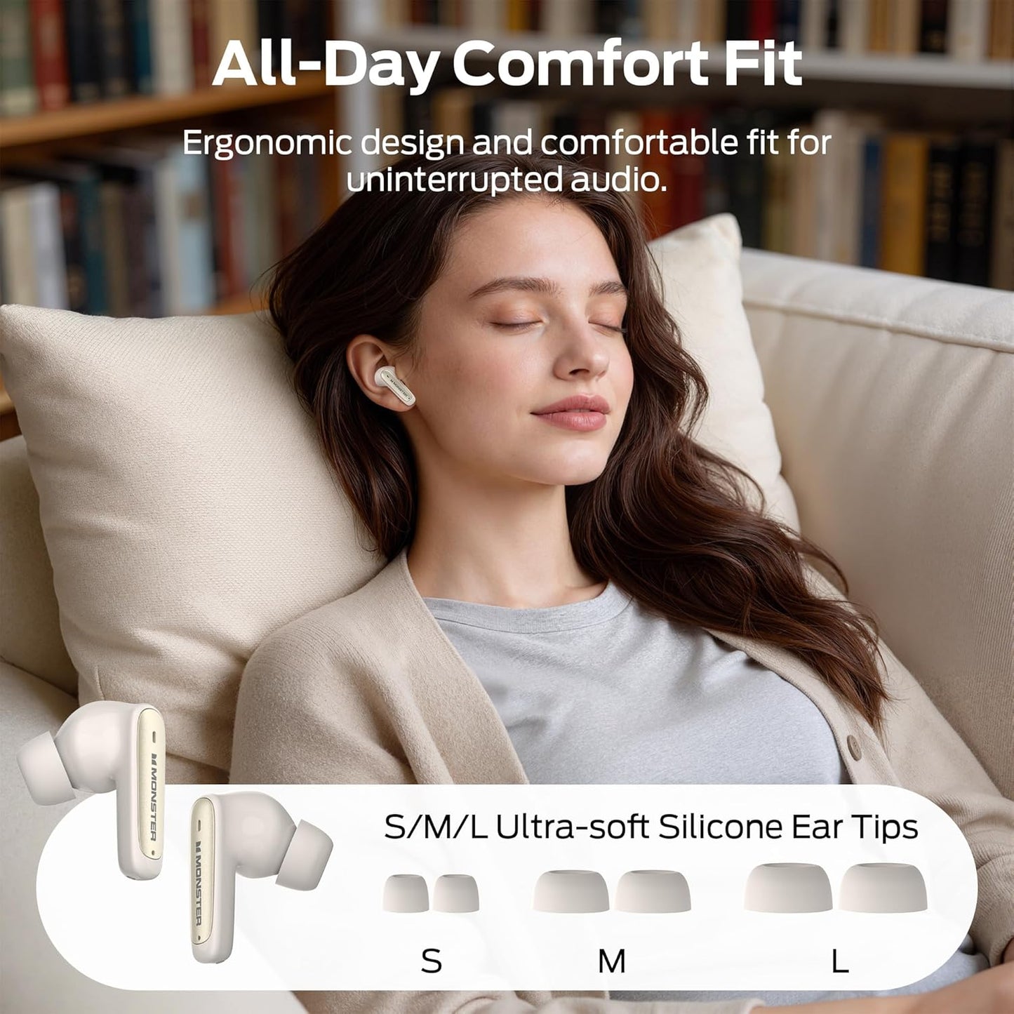 Handsfree Bluetooth Monster N-Lite 310, TWS, Svetlo krem