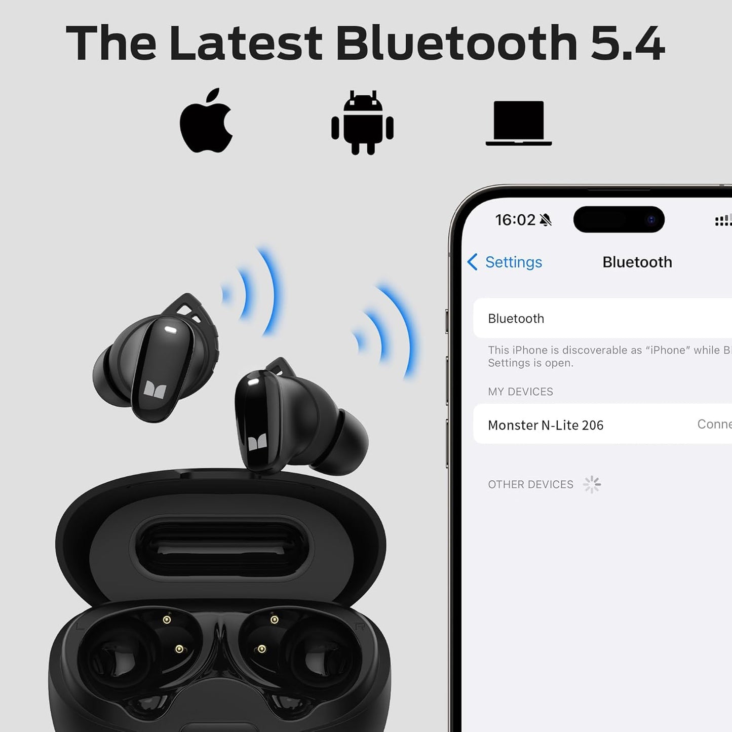 Handsfree Bluetooth Monster N-Lite 206, TWS, Crna