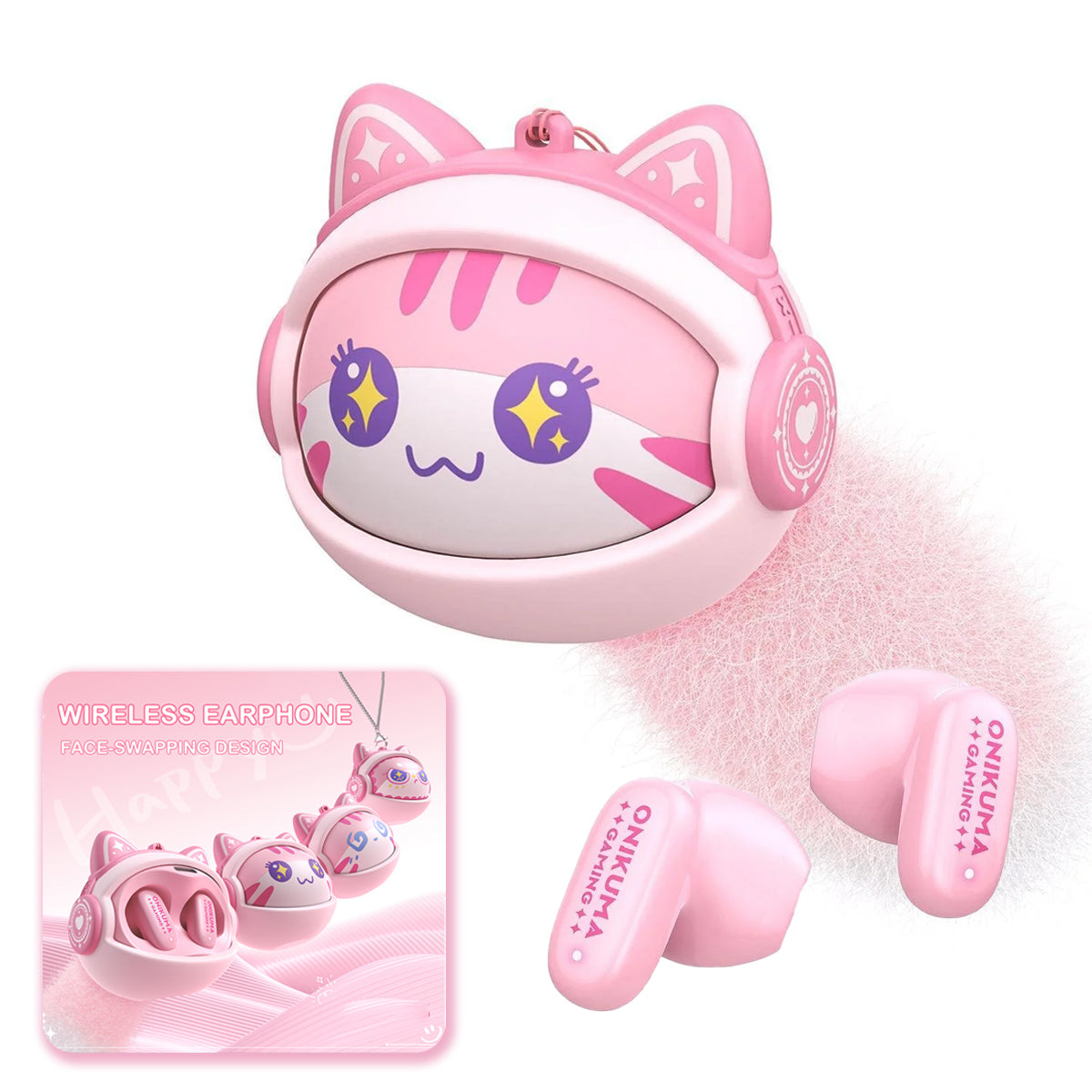 Handsfree Bluetooth Onikuma TX603, TWS, Roze