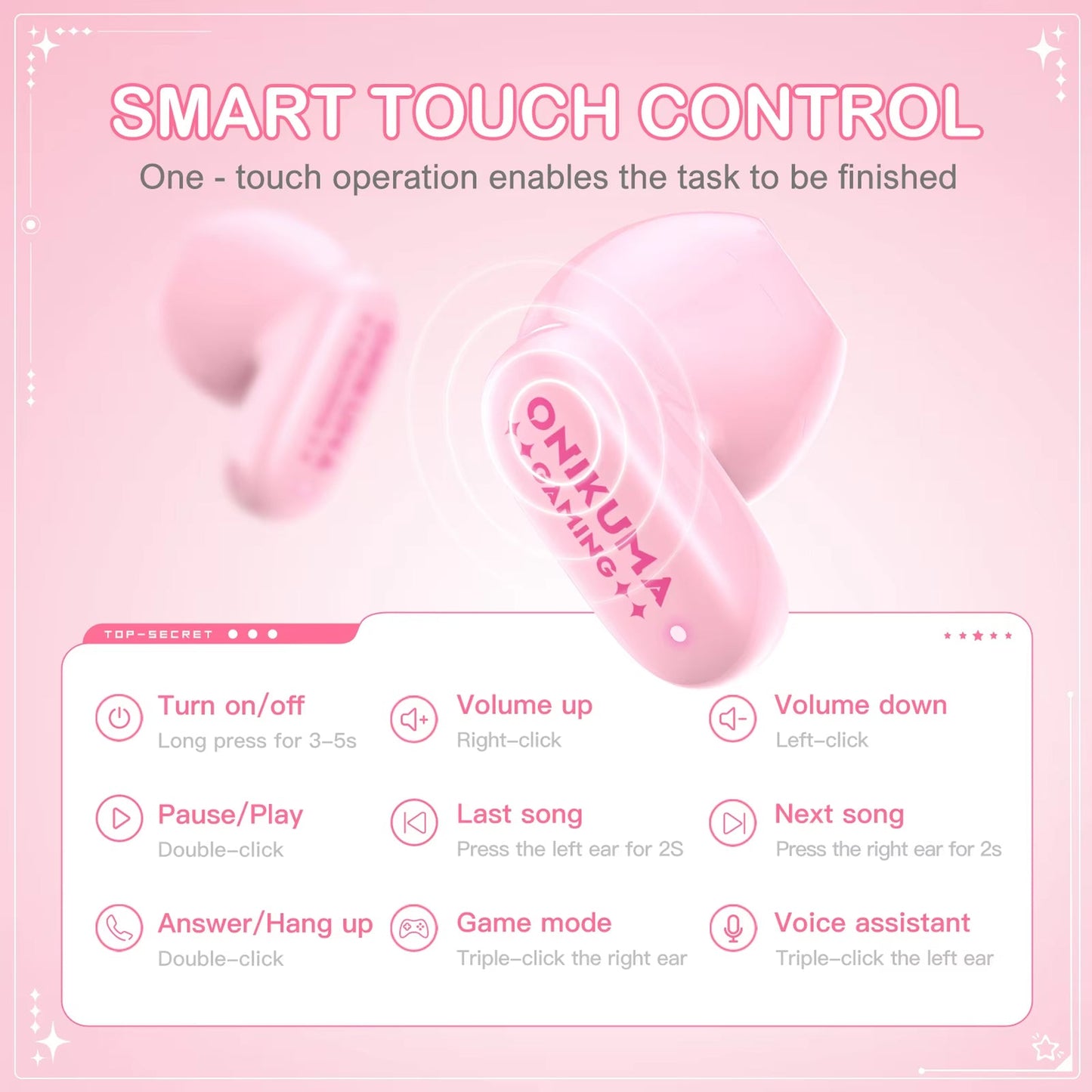 Handsfree Bluetooth Onikuma TX603, TWS, Roze
