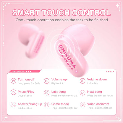 Handsfree Bluetooth Onikuma TX603, TWS, Roze