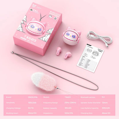 Handsfree Bluetooth Onikuma TX603, TWS, Roze