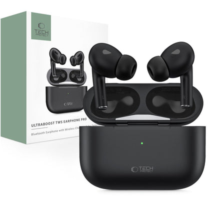 Handsfree Bluetooth Tech-Protect Ultraboost Pro, TWS, Crni
