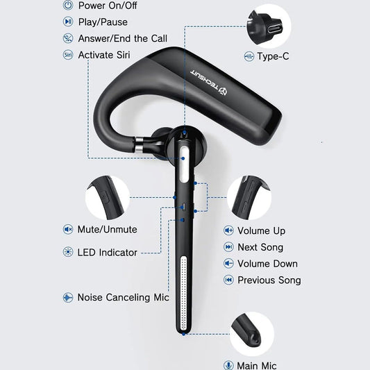 Handsfree Bluetooth Techsuit PowerTalks G6, MultiPoint, A2DP, Crna