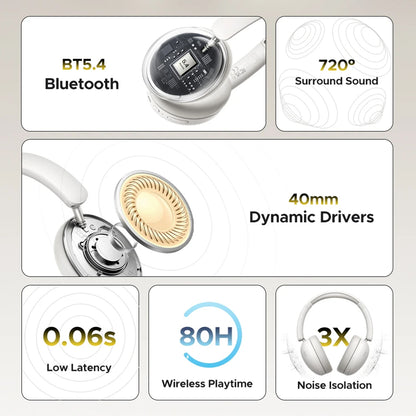 Handsfree Bluetooth UGREEN HiTune Max 2 HP205, MultiPoint, A2DP, ANC, Crna