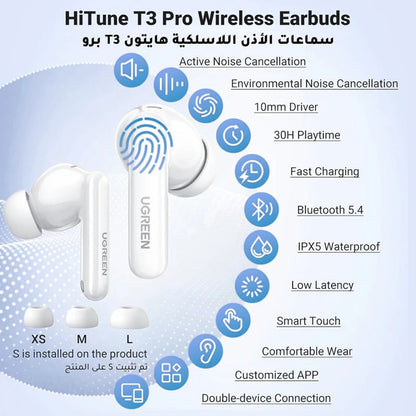 Handsfree Bluetooth UGREEN HiTune T3 Pro WS206, TWS, ANC, MultiPoint, Beli