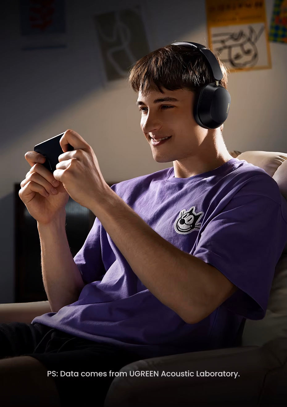 Handsfree Bluetooth UGREEN HP203, A2DP, ANC, Crni