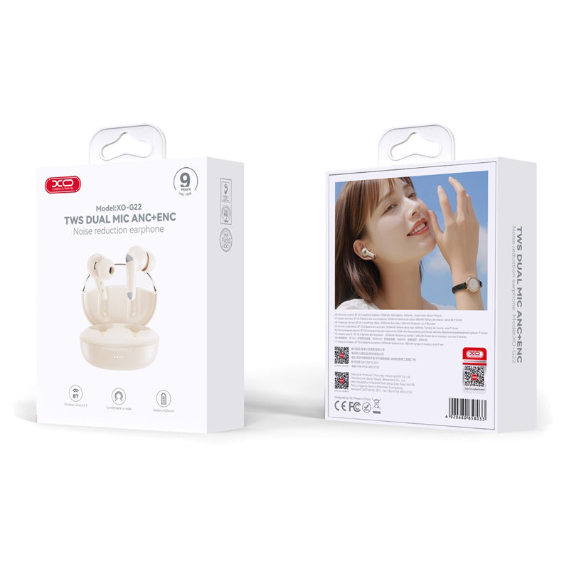 Handsfree Bluetooth XO Design G22, TWS, ANC, Bež