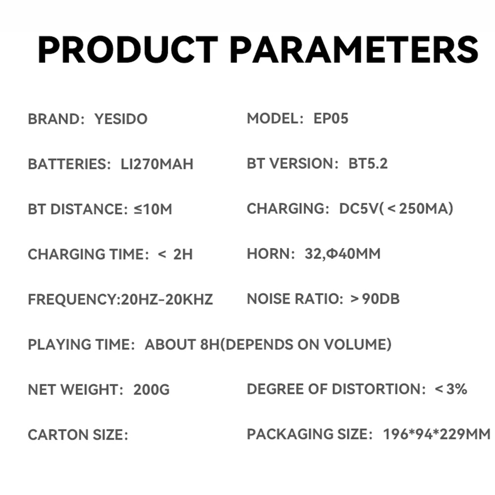 Handsfree Bluetooth Yesido EP05, A2DP, ANC, Crni