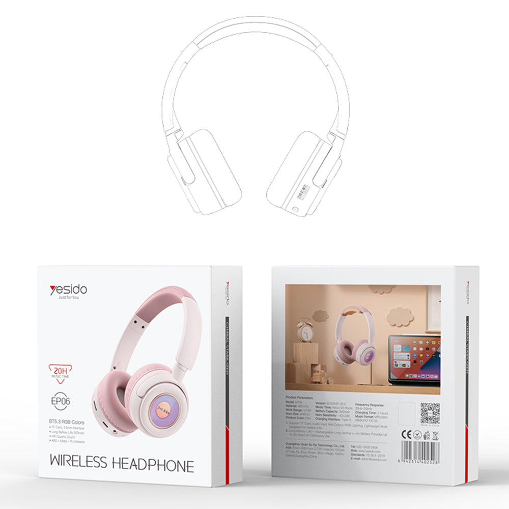 Handsfree Bluetooth Yesido EP06 Kids, A2DP, Crni
