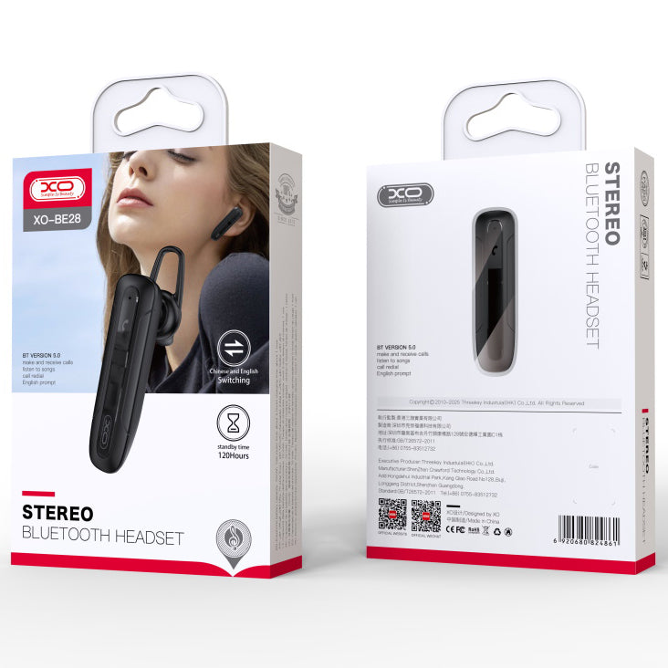 Handsfree Bluetooth XO Design BE28, A2DP, Crni