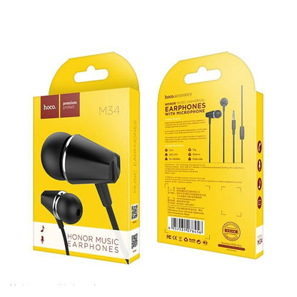 Handsfree 3.5mm HOCO M34 Honor Music, Crna