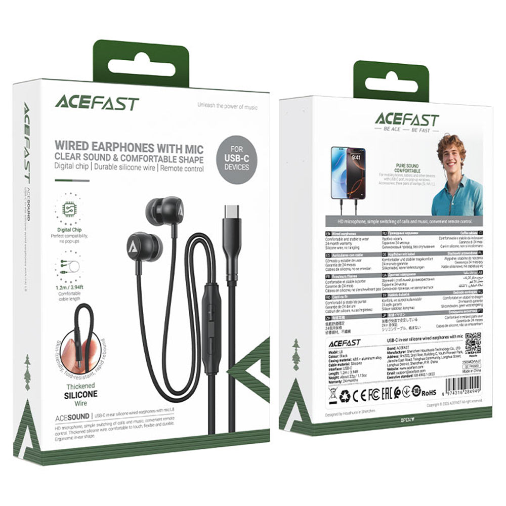 Handsfree USB-C Acefast L8, Sivi