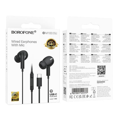 Handsfree USB-C Borofone BM100 Pro Fuente, Crna