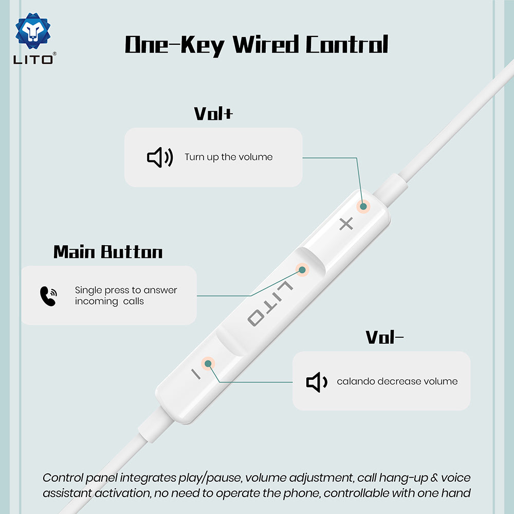 Handsfree USB-C Lito LF01T, 1.2m, Beli
