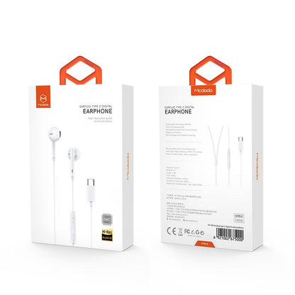 Handsfree USB-C McDodo HP-7500, 1.2m, Beli