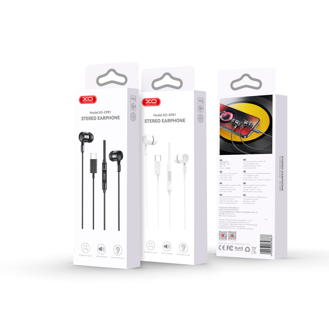 Handsfree USB-C XO Design EP81, Crni