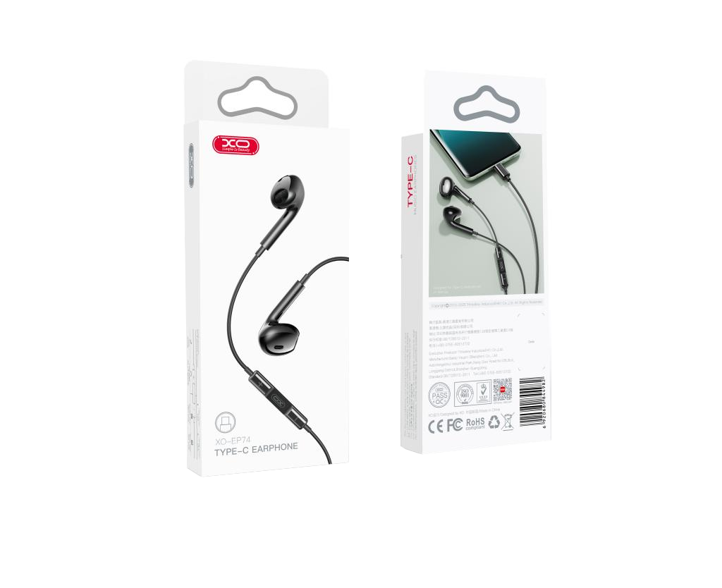 Handsfree USB-C XO Design EP74, Crna