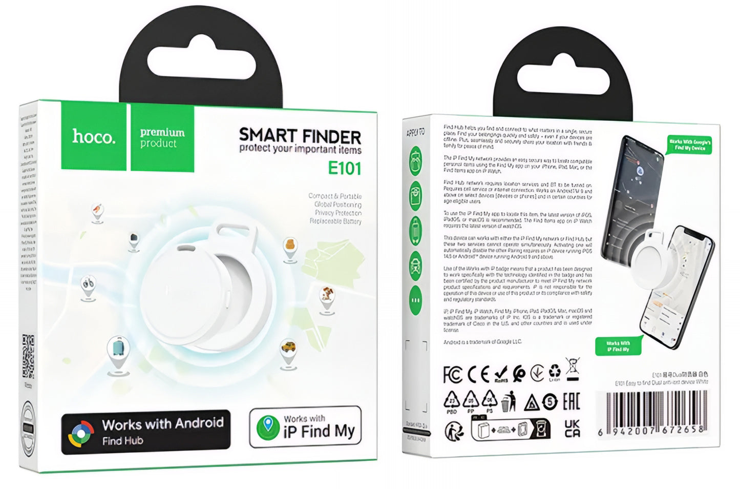 HOCO SmartTag E101 za iOS / Android Series, Bela