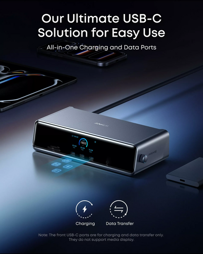 Multifunkcionalni Hub Anker Prime, 3 x USB-A - 4 x USB-C - 1 x Display Port - 2 x HDMI - 1 x Jack 3.5mm - 1 x RJ45 - 1 x SD - 1 x microSD, Siva A83B33A1