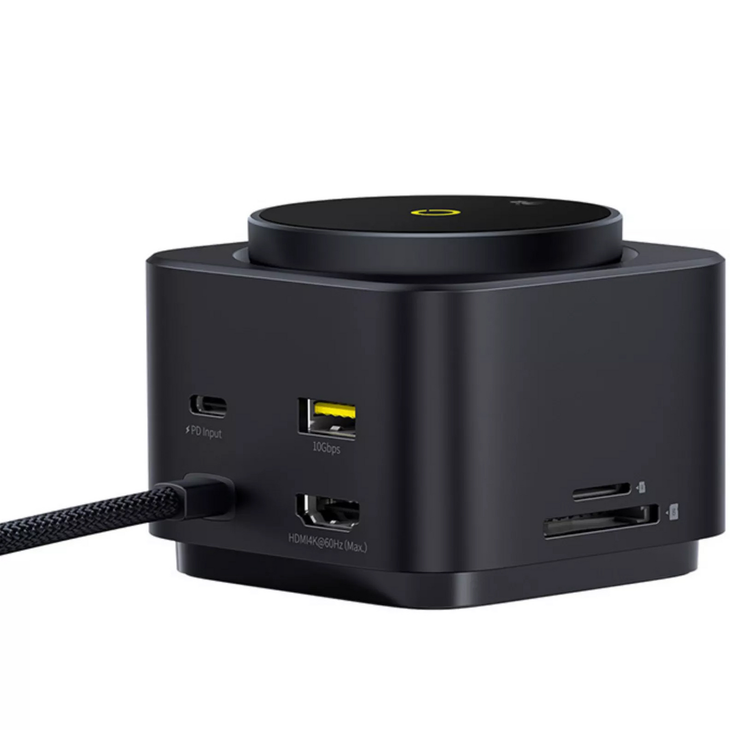Multifunkcionalni Hub Baseus MagPro II 7u1, 1 x USB-A - 2 x USB-C - 1 x HDMI - 1 x QI - 1 x SD - 1 x microSD, Crni Obnovljen B00072900121-00