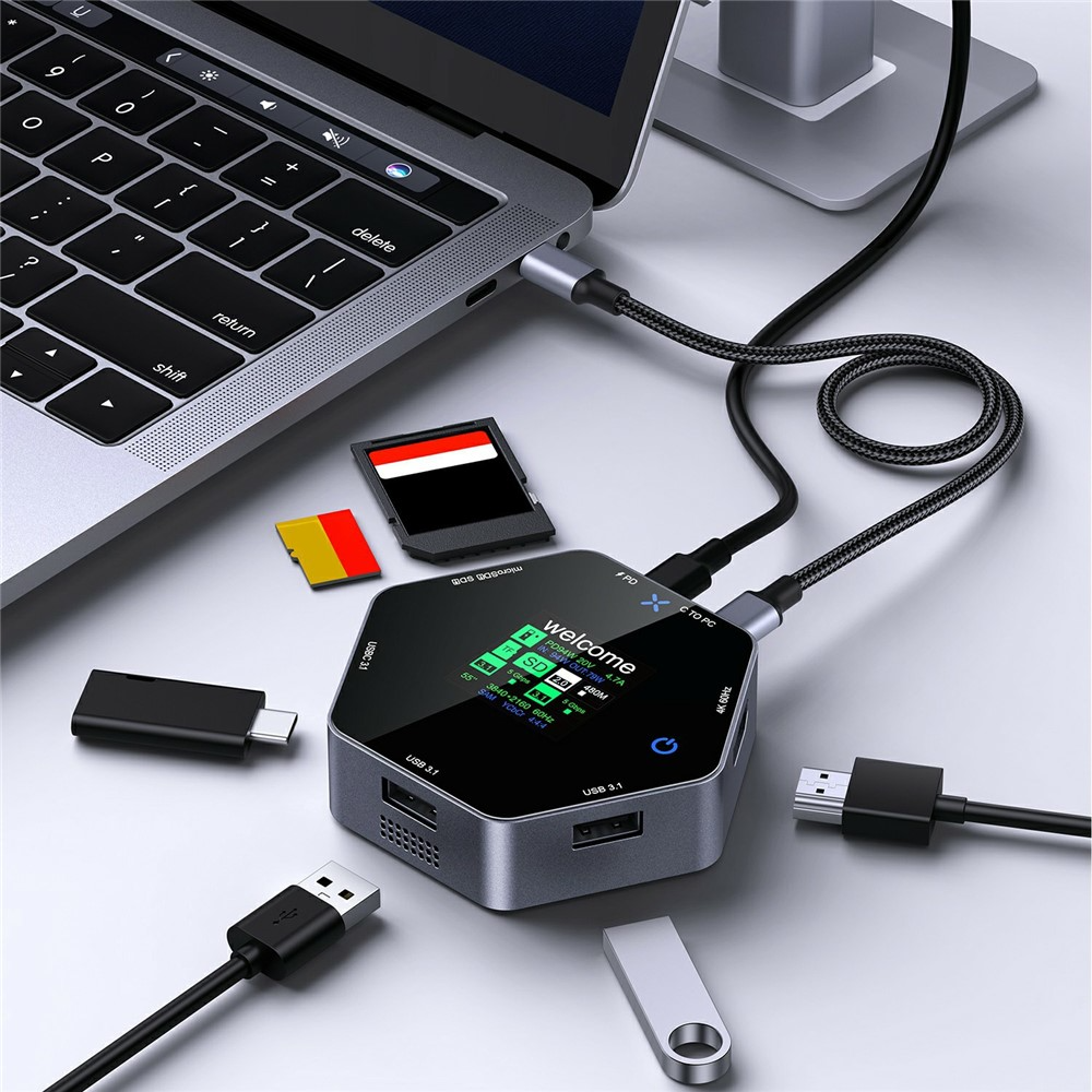 Multifunkcionalni Hub OEM YC-931, 8u1, Siva