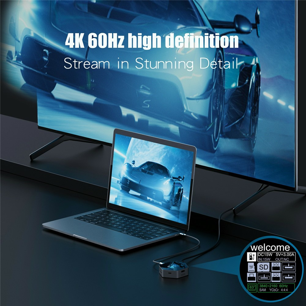 Multifunkcionalni Hub OEM YC-931, 8u1, Siva