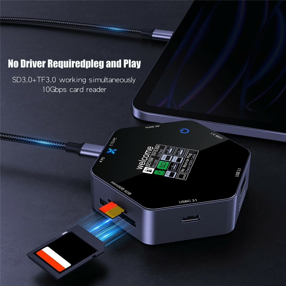 Multifunkcionalni Hub OEM YC-931, 8u1, Siva