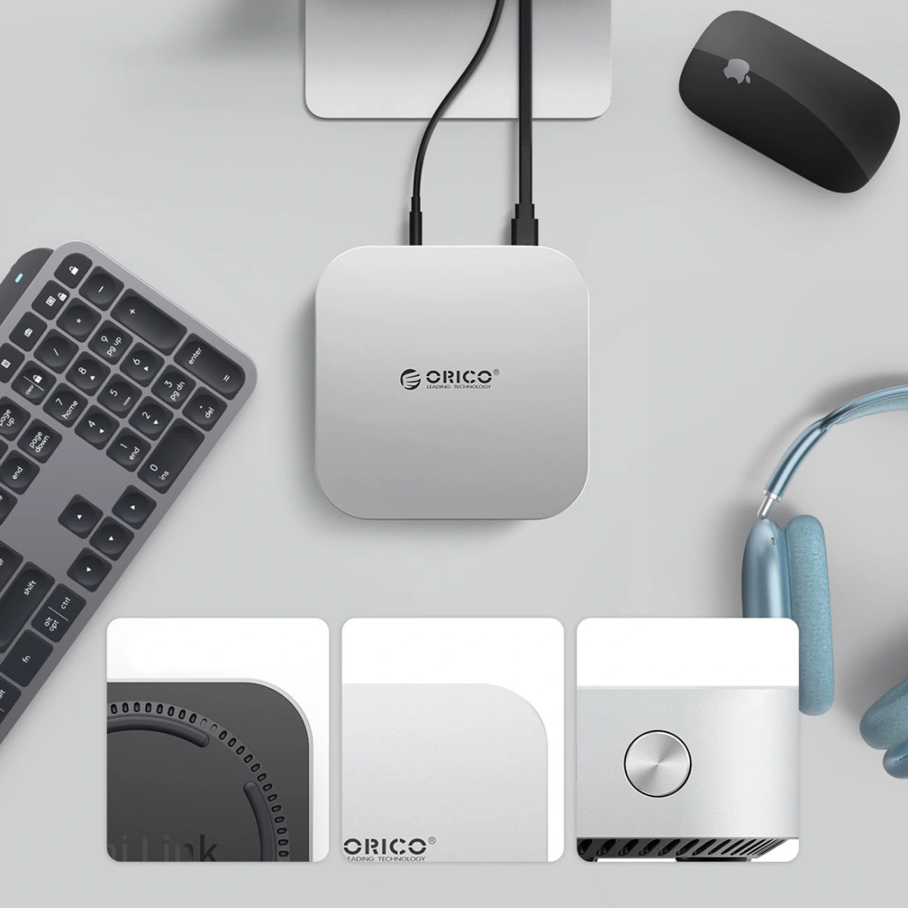Multifunkcionalni Hub Orico MiniLink M49P za Apple Mac Mini M4, 9u1, Srebrni