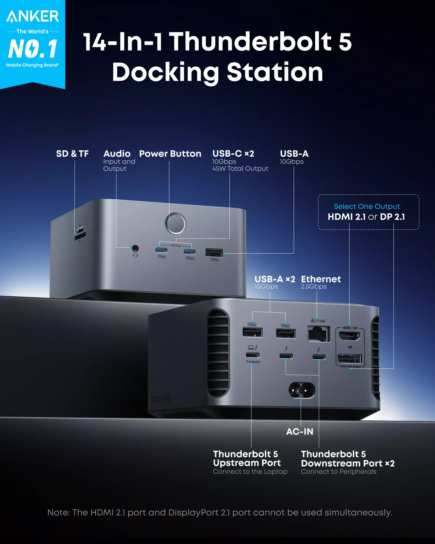 Hub Thunderbolt Anker Prime TB5, 14in1, Siva A83B53A1