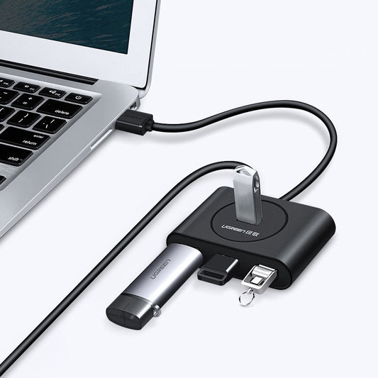 Hub USB UGREEN CR113, 4 x USB-A 3.0, 0.5m, Crni