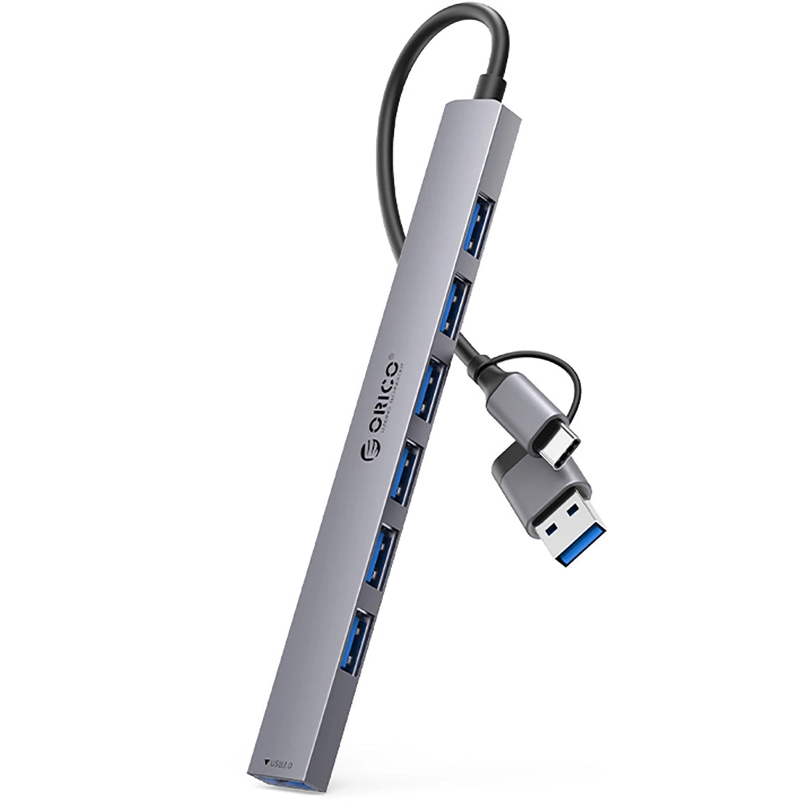 Hub USB / USB-C Orico YSA2-U3, 1 x USB-A 3.0 - 6 x USB-A, Sivi