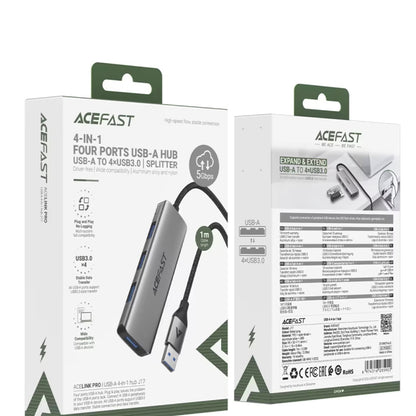 Hub USB Acefast J17, 4u1, Sivi