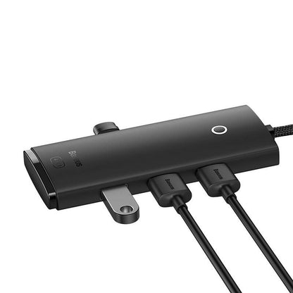USB Hub Baseus Lite, 4 x USB-A 3.0 - 1 x USB-C, 0.25m, Crni WKQX030001