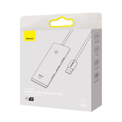 USB Hub Baseus Lite, 4 x USB-A 3.0 - 1 x USB-C, 2m, Crni WKQX030201