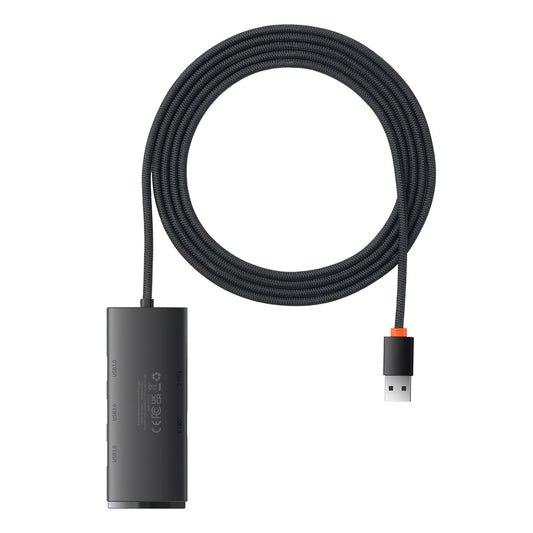 Baseus Lite USB Hub, 4 x USB-A 3.0 - 1 x USB-C, 2m, Black WKQXX030201