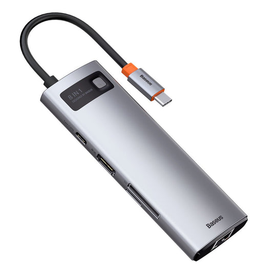 Baseus USB-C Hub USB-C, 3 x USB-A 3.0 - 1 x USB-C - 1 x HDMI - 1 x SD - 1 x microSD - RJ45, Grey CAHUB-CV0G